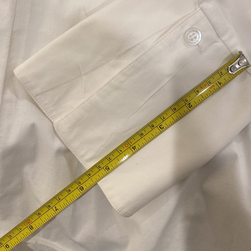 Bebe White Button Down Blouse With Stretch, Large - image 6